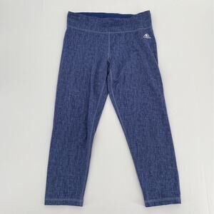 Adidas Climalite Womens Capri Leggings Blue Heathered Elastic Waist Stretch M